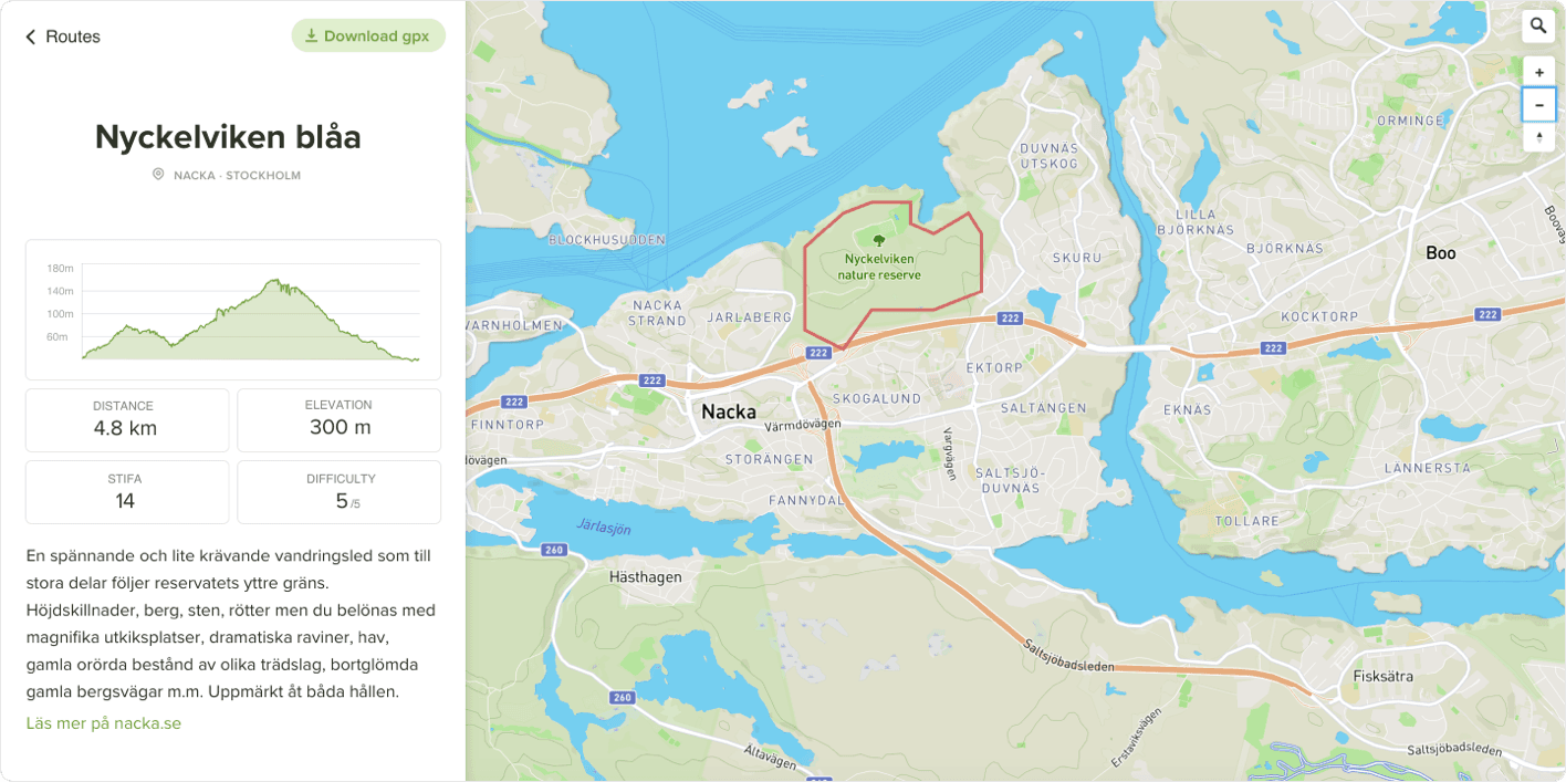 Trail Routes detail view mockup